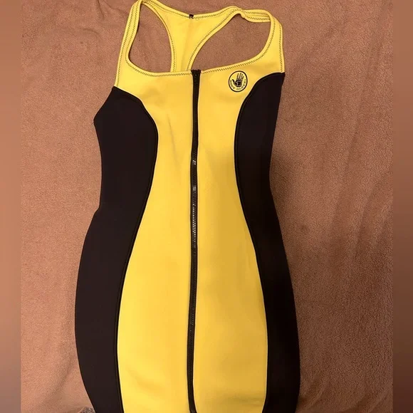 BODY GLOVE NEOPRENE ZIPPER SWIMSUIT SWIM DRESS in YELLOW NEON